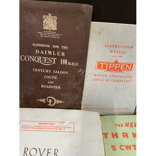 213 - Large Selection Of Vintage Vehicle Manuals Inc Austin A70-90, Hillman Minx, Rover 75, Tippin Delta D... 