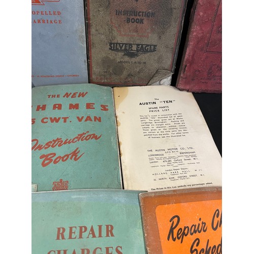 213 - Large Selection Of Vintage Vehicle Manuals Inc Austin A70-90, Hillman Minx, Rover 75, Tippin Delta D... 