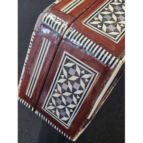 220 - A vintage inlayed mother of pearl trinket /  Jewellery Box.
10.5-12.5 cm D approximately