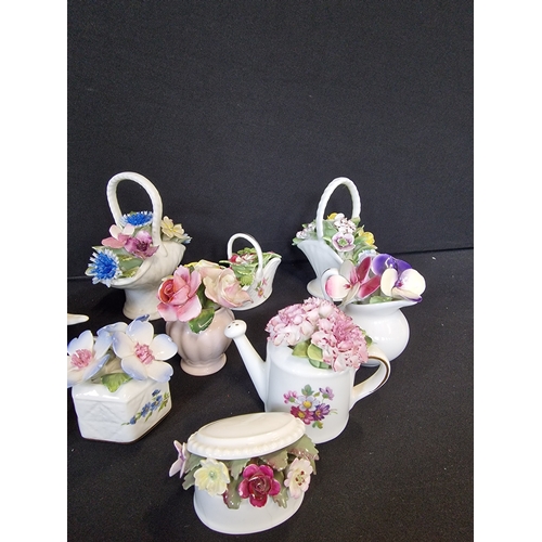 227 - A collection of Royal Doulton, Royle Stafford, Sheridan and Adderley mini fine china flower posies.