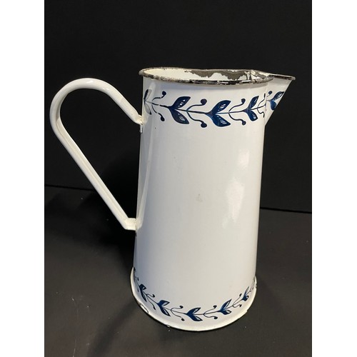 239 - Large Vintage Enameled Jug With Cat Decoration