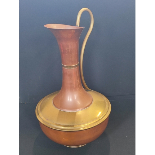 249 - Large copper and brass pitcher, approximately 45cm tall