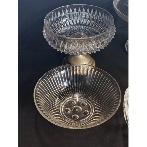 250 - Collection of pressed and cut glass bowls and cake stands