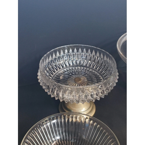 250 - Collection of pressed and cut glass bowls and cake stands