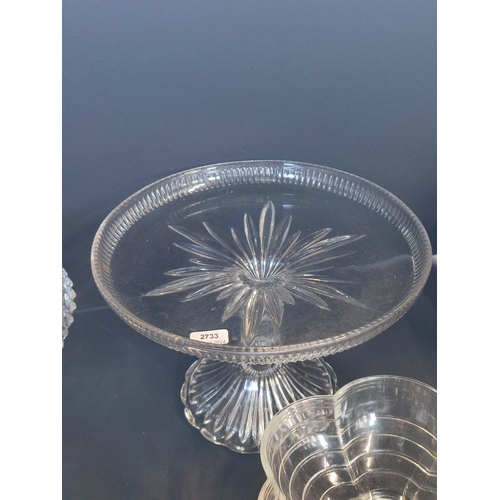 250 - Collection of pressed and cut glass bowls and cake stands