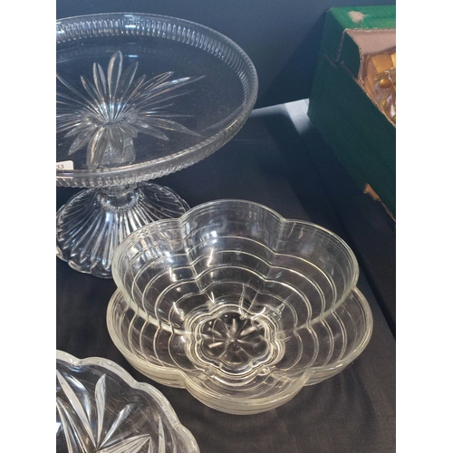 250 - Collection of pressed and cut glass bowls and cake stands