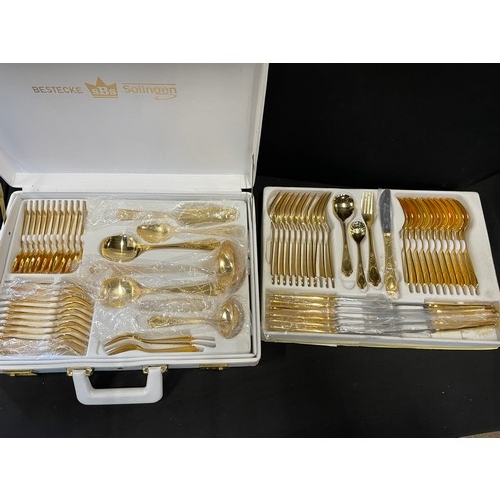 295 - Vintage Bestecke SBS Solingen Quality 23/24kt Gold Plated Cutlery Set (as New)