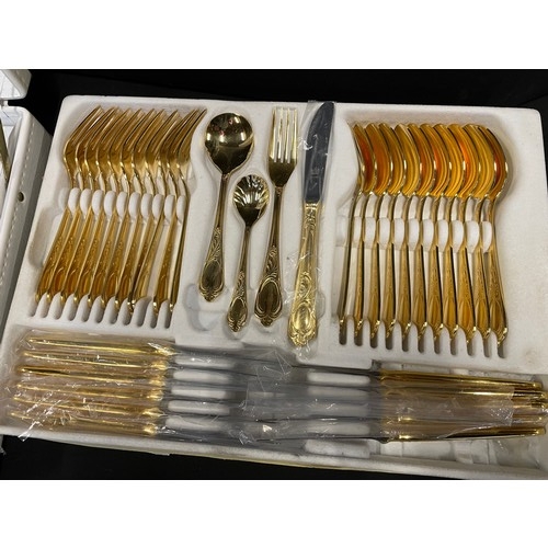 295 - Vintage Bestecke SBS Solingen Quality 23/24kt Gold Plated Cutlery Set (as New)