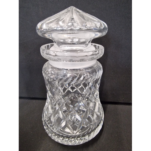 316 - Three cut glass cut glass lead crystal bom bom jars with lids.  Excellent condition