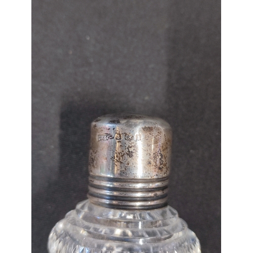 321 - 3 cut crystal scent bottles with Silver lids