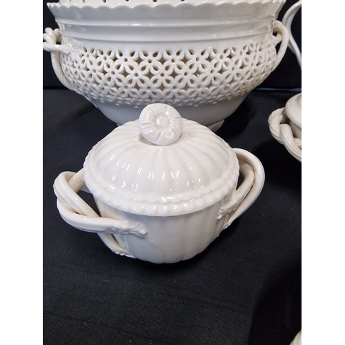 326 - A collection of vintage Royal Creamware fine china. Includes a large  melon tureen and lid, two serv... 