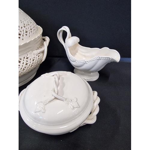 326 - A collection of vintage Royal Creamware fine china. Includes a large  melon tureen and lid, two serv... 