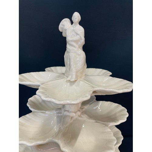 333 - Large 2 pc Royal Creamware Masterpieces Oyster Holder Table Centre Piece