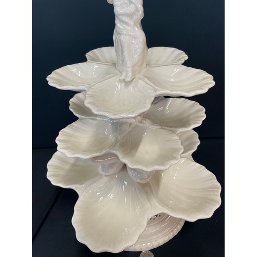 333 - Large 2 pc Royal Creamware Masterpieces Oyster Holder Table Centre Piece