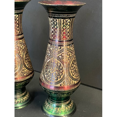 340 - 2 Highly Decorated Metal Vases