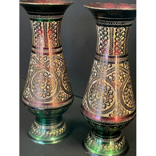 340 - 2 Highly Decorated Metal Vases