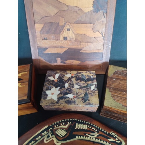 360 - Collection of trinket boxes, 2 wooden, 1 Indian Soapstone, 1 bone china and 1 metal. Together with a... 