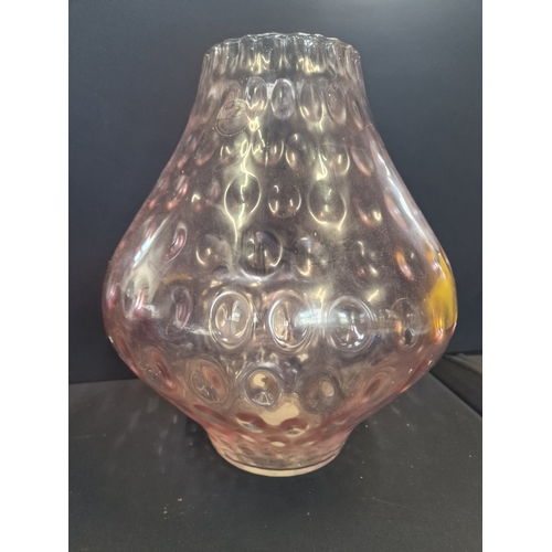 363 - A large soft pink mouth blown glass vase.  Approximately 32.5 x 37cm D