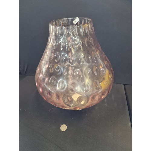 363 - A large soft pink mouth blown glass vase.  Approximately 32.5 x 37cm D