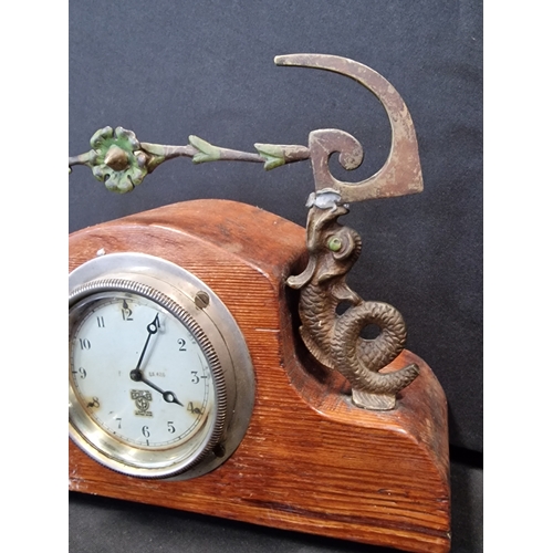 370 - Two unique design brass and wood SMITHS Mantel Clocks