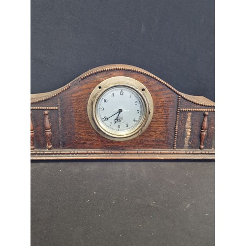 370 - Two unique design brass and wood SMITHS Mantel Clocks