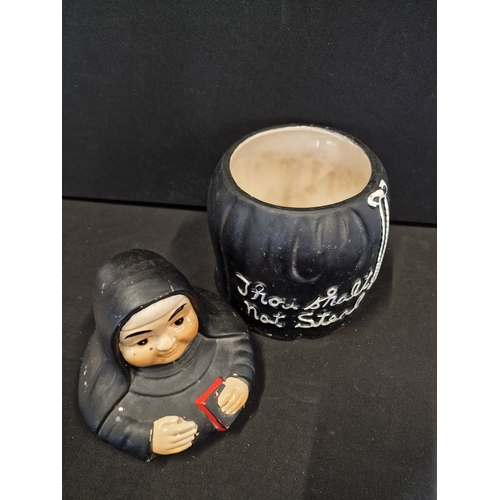 371 - A vintage Nun cookie Jar 'Thou Shalt not steal'