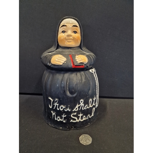 371 - A vintage Nun cookie Jar 'Thou Shalt not steal'