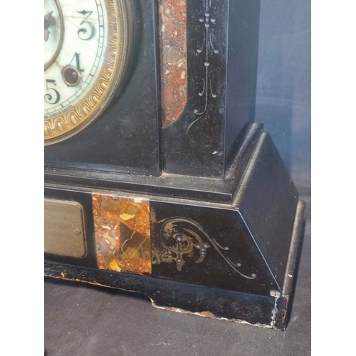 372 - 1880s Ansonia Slate and Marble Mantel Clock