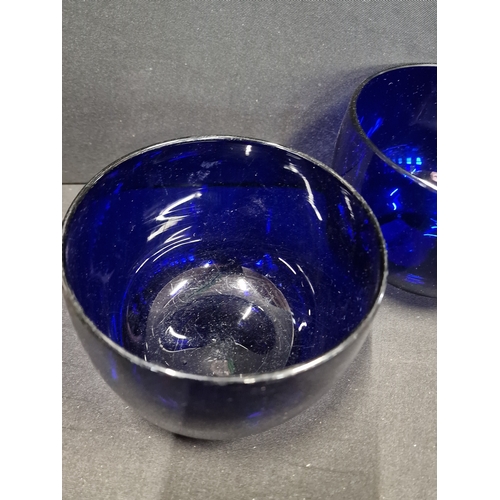 380 - Two antique Georgian Bristol Blue glass finger bowls