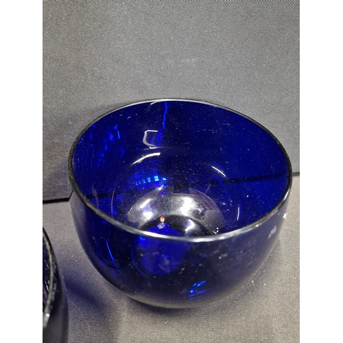 380 - Two antique Georgian Bristol Blue glass finger bowls