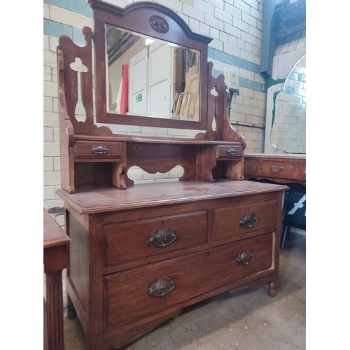 397 - Antique 5 drawer dressing chest with tilting mirror