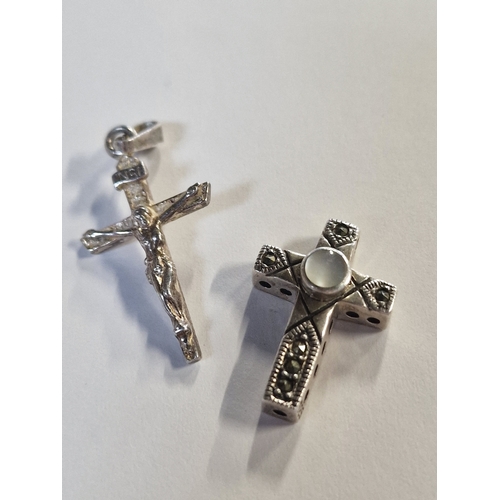 413 - Two sterling silver vintage crucifix.