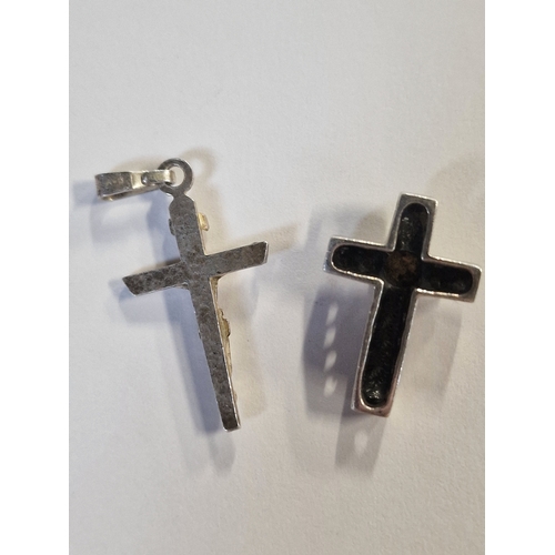 413 - Two sterling silver vintage crucifix.