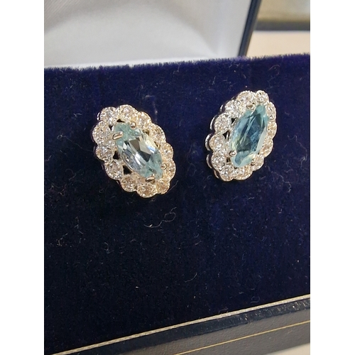 422 - Blue Topaz and CZ earings