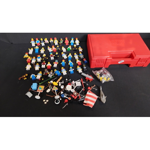 Collection of vintage and modern Lego figures and accessories and a ...