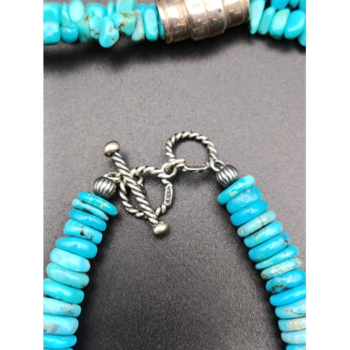 4 - Turquoise bracelet and necklace with Sterling silver clasps