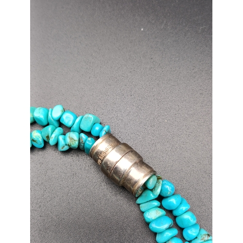 4 - Turquoise bracelet and necklace with Sterling silver clasps