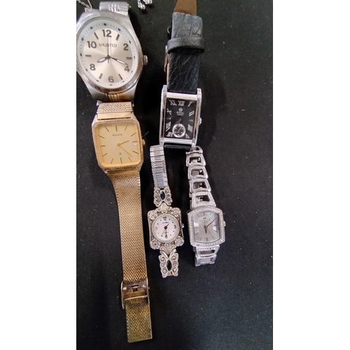30 - Bag containing a Radley ladies watch, marcasite ladies watch, gents watches, costume jewellery