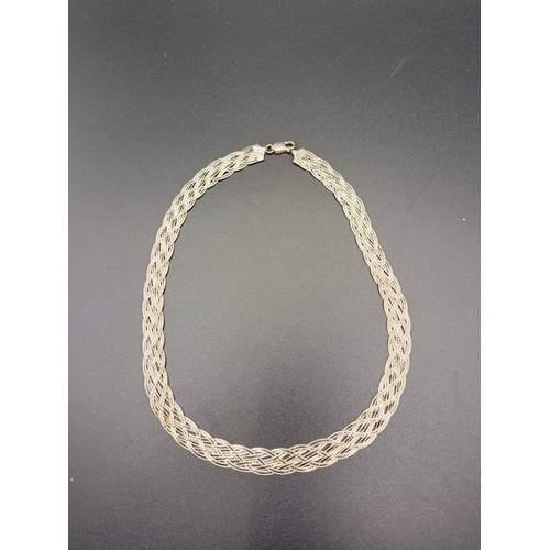 9 - Unusual herringbone sterling silver necklace with black detail.
