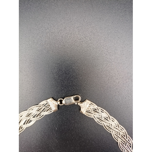 9 - Unusual herringbone sterling silver necklace with black detail.