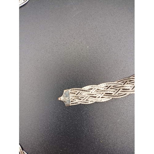9 - Unusual herringbone sterling silver necklace with black detail.