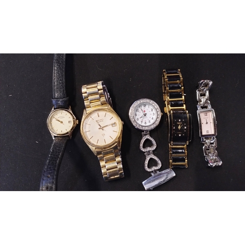 48 - 5 mens and ladies watches including Accurist, Rotary and Seiko and others