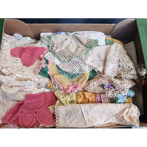 68 - A very large collection of vintage lace, crotchet material, vintage cotton cloth and more.