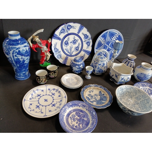 131 - Collection of blue and white pottery including mostly oriental designs, Booths, Minton's, plates, bo... 