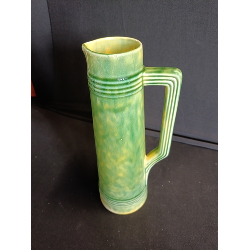 136 - Vintage green stoneware pitcher.  West German no.788-313. Approximately 24cm H