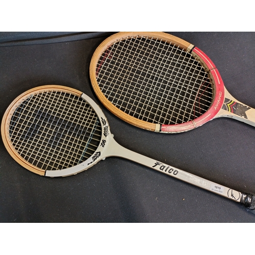 140 - Vintage wooden squash and tennis rackets