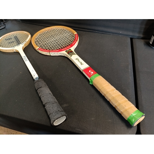 140 - Vintage wooden squash and tennis rackets