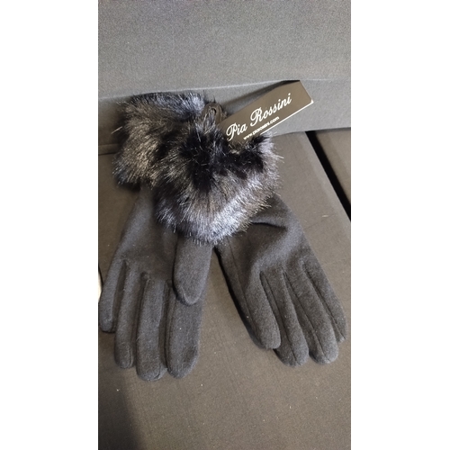 188 - 2 Pairs of leather gloves, one pair has rabbit fur lining, one pair is red leather, one pair fur edg... 