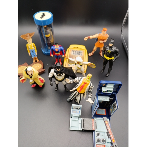 175 - Collection of vintage toys including Kenner, Batman, Beetlejuice, Superman, Hercules, Toy story and ... 