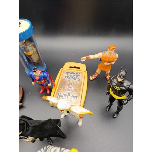 175 - Collection of vintage toys including Kenner, Batman, Beetlejuice, Superman, Hercules, Toy story and ... 